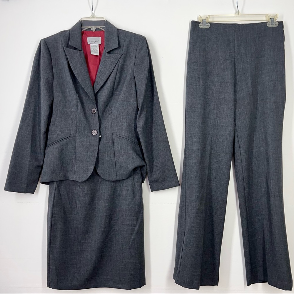 Three-Piece Career Suit — Jacket, Skirt, Pants — Size 5/6